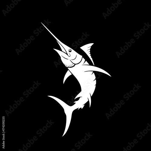 Dynamic white marlin fish illustration for marine and fishing themes.