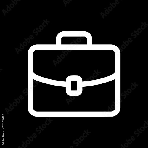 Simple white outline of a briefcase on a black background.