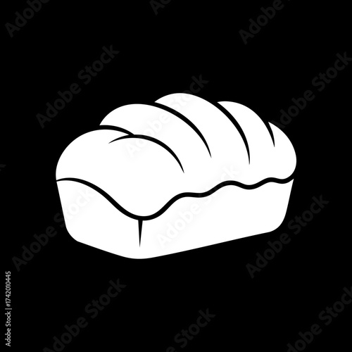 Simple white silhouette of a freshly baked bread loaf icon.