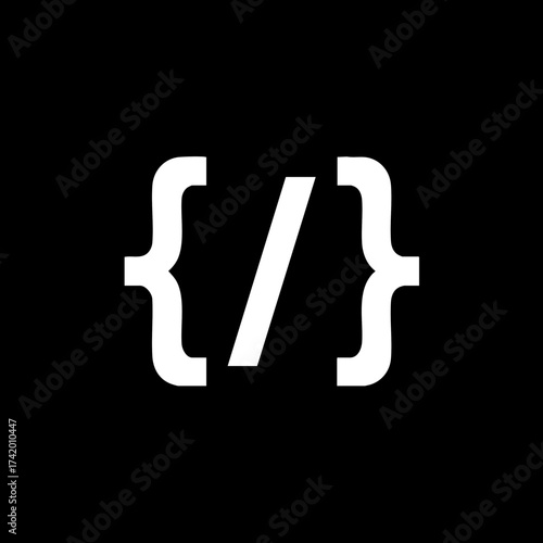 coding symbol curly braces and slash.