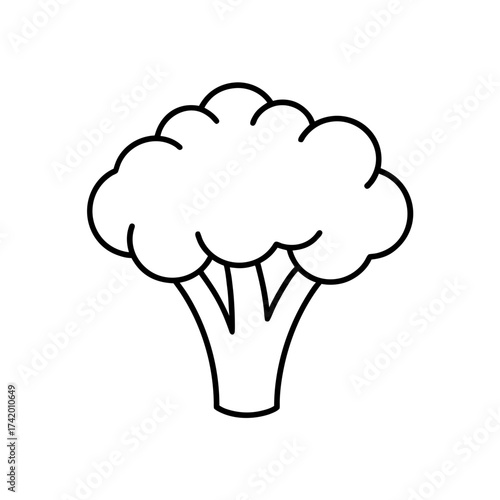 Outline drawing of a broccoli on transparent background