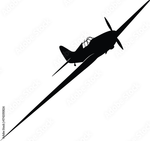 Fighter Airplane Silhouette Vector – Military Jet in Flight Illustration