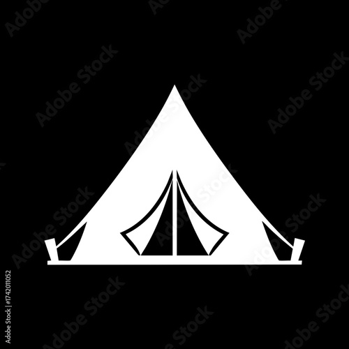 Minimalist camping tent icon for outdoor adventure and travel.