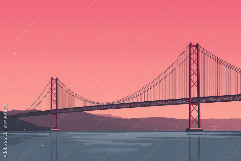 Obraz premium Bridge in a minimalist illustration with clean lines.