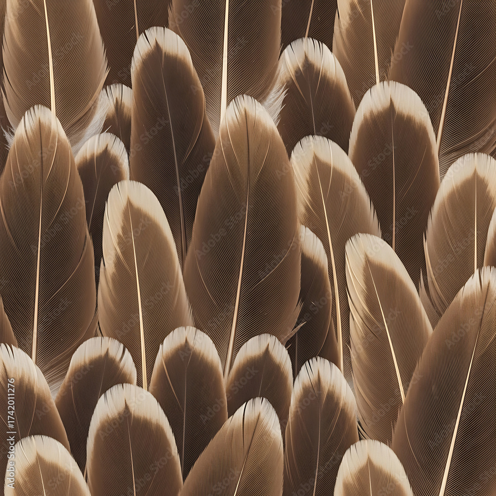 Obraz premium A dense collection of soft brown bird feathers