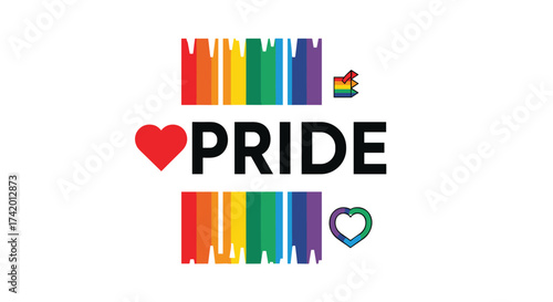 Celebration of LGBTQIA+ Pride Month with colorful rainbow elements symbolizing love equality and community spirit.