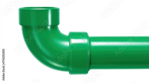 Green plastic pipe elbow connector for plumbing systems