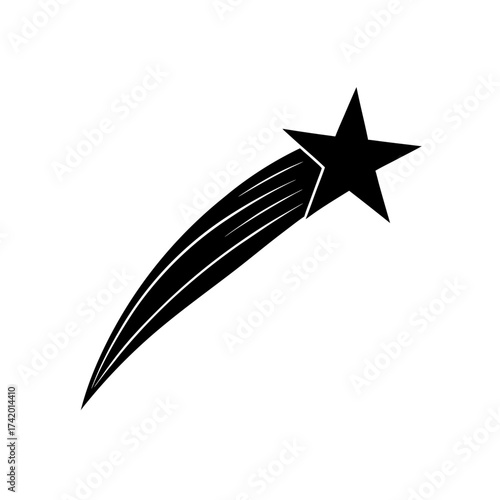 Stylized shooting star art on transparent background silhouette