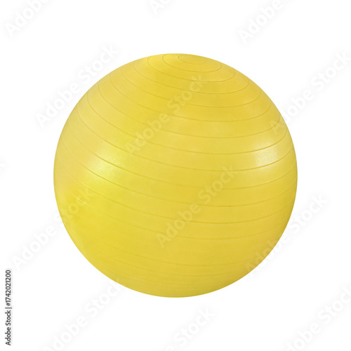 Yellow yoga ball,exercise ball or fit ball used for exercise isolated on white background