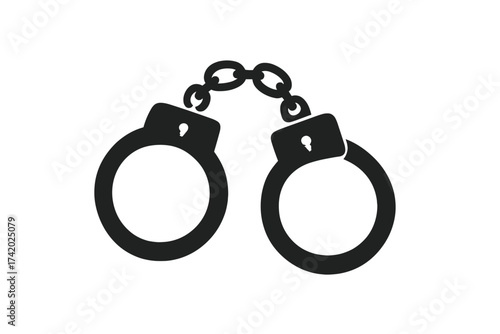 Police handcuffs icon isolated. Vector graphic for concepts like crime, arrest, law enforcement, and justice. A symbol of security, jail, prison, and loss of freedom.