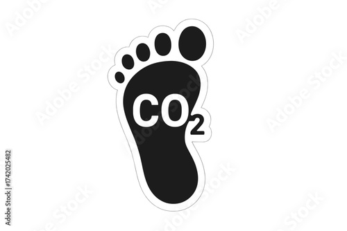 Carbon footprint icon with CO2 letters. Vector symbol of ecological footprint. Metaphor for climate change and global warming. Greenhouse gas emissions sign. Environmental impact.