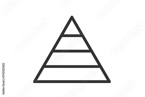 Minimalist Pyramid Diagram Icon Vector. Abstract Hierarchy Infographic Outline. Simple Geometric Sectional Shapes Isolated on White Background. Editable Structured Level Tiered Scheme Illustration