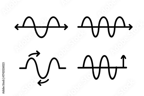 Oscillation icon vector illustration with transparent background, smooth waveforms and cyclic motion design, digital concept graphic, abstract periodic pattern, technology and science symbol