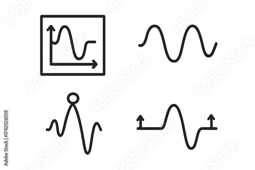 Oscillation icon vector illustration with transparent background, dynamic wave motion symbol, frequency signal graphic, vibration concept, physics and technology design, ordered set element