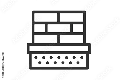 Wall icon. Brickwork symbol. Simple line art of a brick wall. Vector illustration for construction, building, and architecture. Masonry graphic. Barrier or boundary concept.