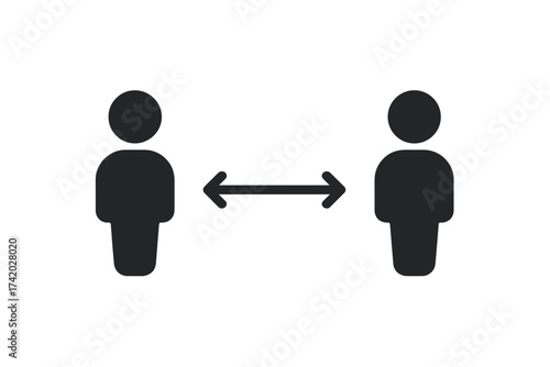 Social distancing icon for coronavirus covid-19 outbreak prevention. People keeping distance for public health safety. Vector sign for social distance protection measure.