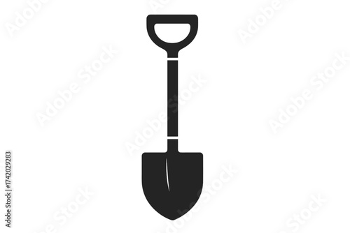 Shovel icon for digging. Spade symbol. Garden or construction tool vector illustration. Black silhouette for excavation, farming, or groundwork. Simple equipment pictogram.