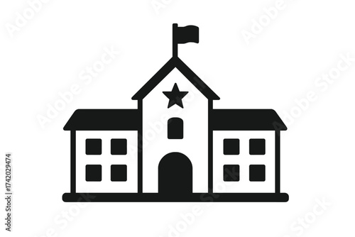 School building icon vector. University, college, academy symbol. Educational institution sign. Public government building pictogram. Education, learning concept illustration.