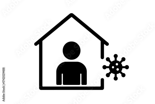 Self isolation icon. Stay home concept for pandemic virus protection. Quarantine sign. Social distancing vector. Coronavirus covid-19 prevention symbol. Health care safety measure.