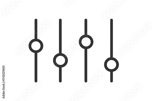 Settings slider icon. Adjustment control panel. Vector preference symbol. UI UX graphic element. Sound audio mixer. Equalizer level filter. Volume fader for app web design.