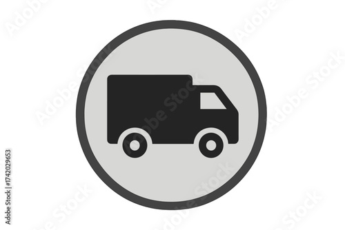Shipping delivery truck icon. Transportation concept. Truck delivery symbol. Lorry sign. Logistics and distribution service. Cargo freight van. Fast delivery. Vector illustration.