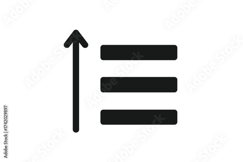 Sorting list icon. Ascending order sort. Data arrangement and classification concept. Filter and organize information. UI UX element for web and app. Vector list symbol.