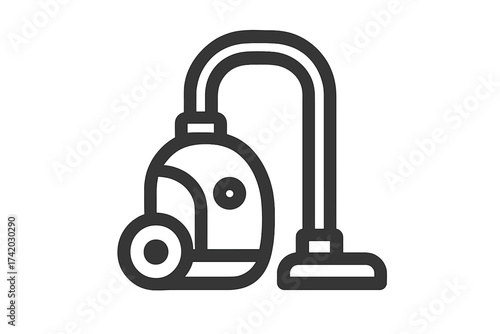 Vacuum cleaner icon for cleaning service. Housekeeping equipment symbol. Household appliance for floor care and dust removal. Janitorial tool vector pictogram. Home clean sign.