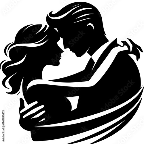 Eternal Embrace: Silhouette of a couple's close embrace, celebrating connection and lasting love.