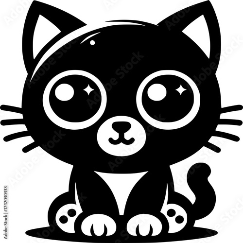 Adorable Kitten Illustration: A charming black kitten illustration. Cute, and full of playful personality.