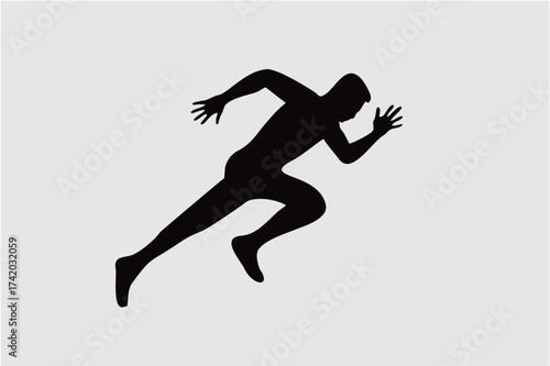 Silhouette of a sprinter running fast on the track a80.eps