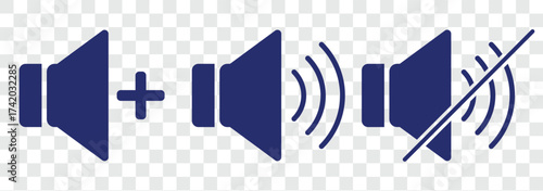 Mobilespeaker icon set. Mute and unmute volume sound. Audio speaker. volume icons. Set of no sound, No speaker icon. Sound Icons. speaker mute icon sign Volume Off symbol Silent mode icons. sound on o