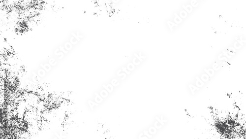 Abstract dirty texture with scratches and frame overlay for retro grunge design. Black and white rough texture with distressed grain and dust overlay vector. 