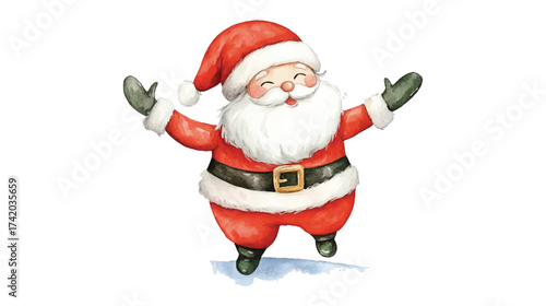 Christmas watercolor Santa Claus character cute holiday festive illustration for winter celebration greetings cards and posters