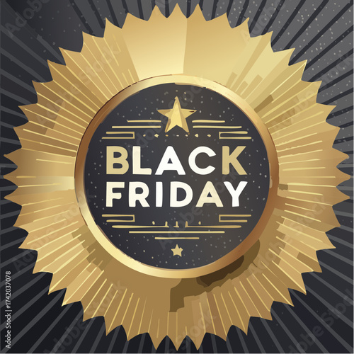 Art Deco Luxury Black Friday Gold Foil Typography Vector Banner