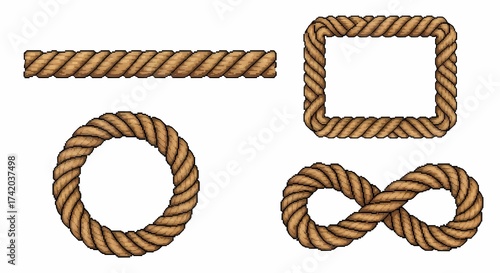 Rope Vector Design Elements Line Circle Rectangle Frame Infinity Symbol Nautical and Nautical Decor