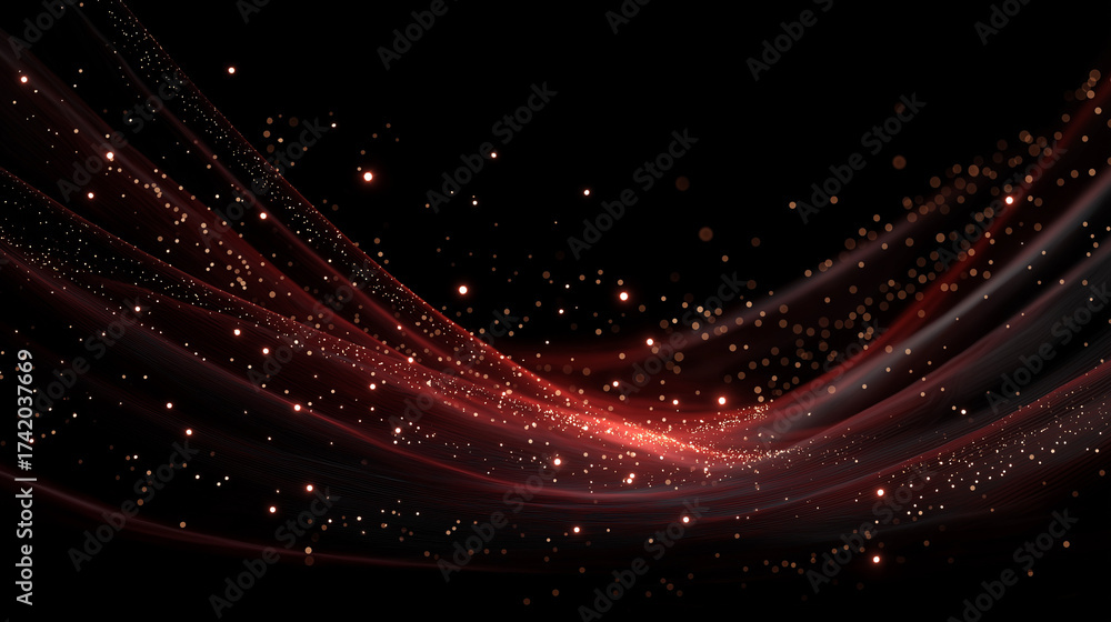 Fototapeta premium Ethereal Flow: A dynamic and artistic visualization with abstract luminous, sparkling particles cascading gracefully, creating an elegant and captivating scene of motion.