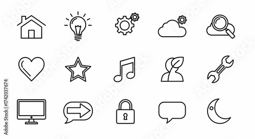 Modern Flat Icons Set Technology Business UI Elements Symbols Vector Graphics