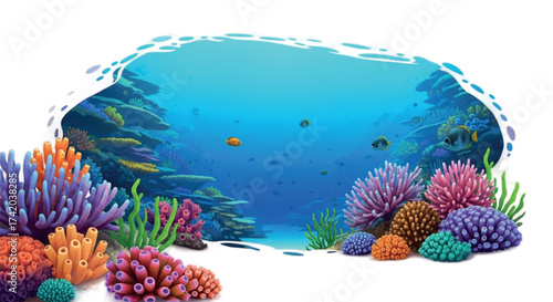 Vibrant Coral Reef Ecosystem Underwater Scene.