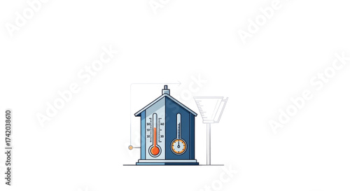 Weather station with thermometer and glass.