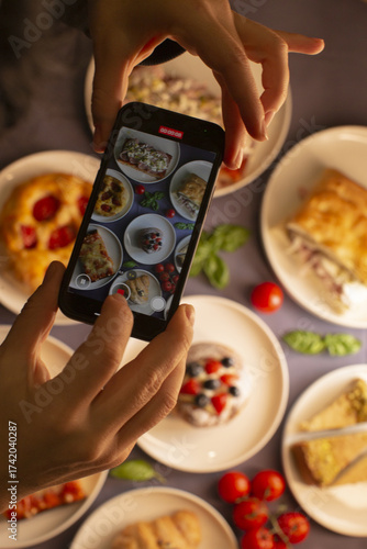 Food photographed with a smartphone, everyday dining documentation and reflecting modern habits of sharing meals through digital culture and social media. User generated content