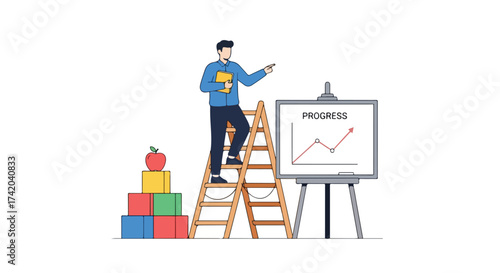 Visualizing professional growth through education and strategic planning for career advancement toward success