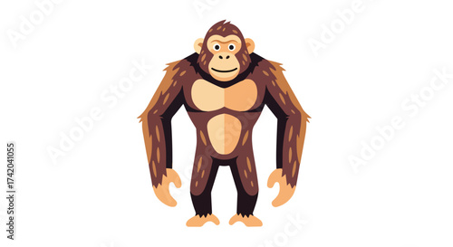 Stylized vector artwork presenting a powerful gorilla in a flat design suitable for modern illustration and animation projects