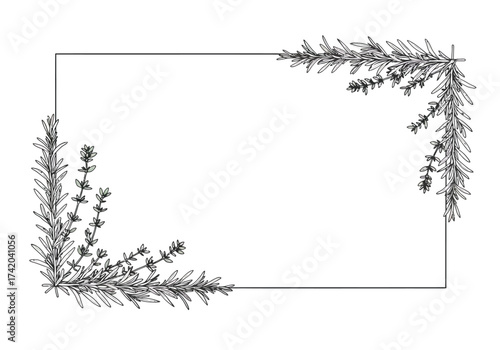 Rosemary and Lavender Frame Illustration.