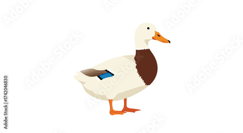 Digital illustration showcasing a majestic duck with exquisite plumage and vivid details against a plain background