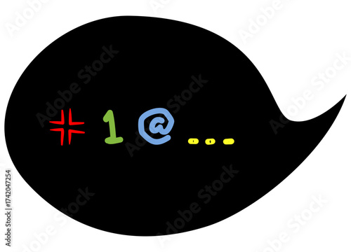 Comic speech bubble with angry symbols and expletive marks, cartoon emotion illustration.