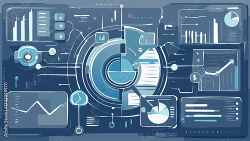Clean Vector: Predictive Analytics Cycle Interconnected System Diagram for AI Financial Forecasting