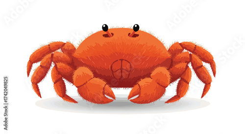 Adorable Cartoon Crab Illustration with Fluffy Texture and Cute Design for Children's Books and Educational Materials