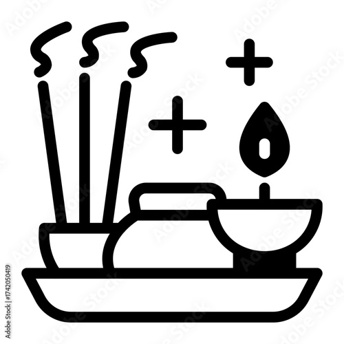 This Puja Thali icon is suitable for the India Culture, etc.