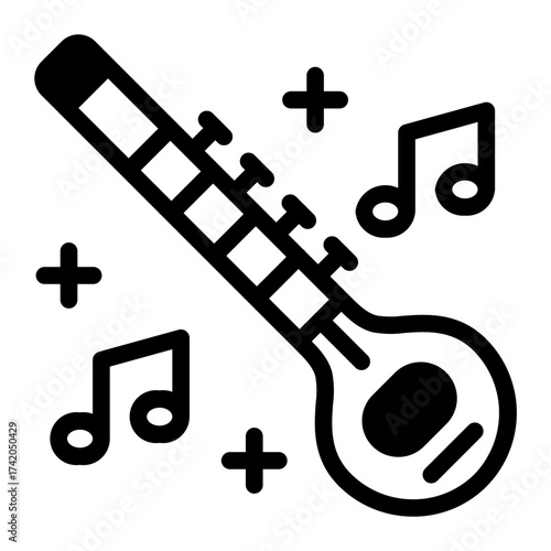 This Sitar icon is suitable for the India Culture, etc.