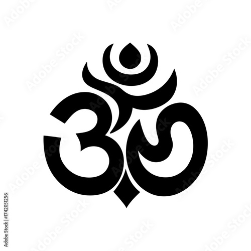 Illustration of the om symbol on transparent background silhouette